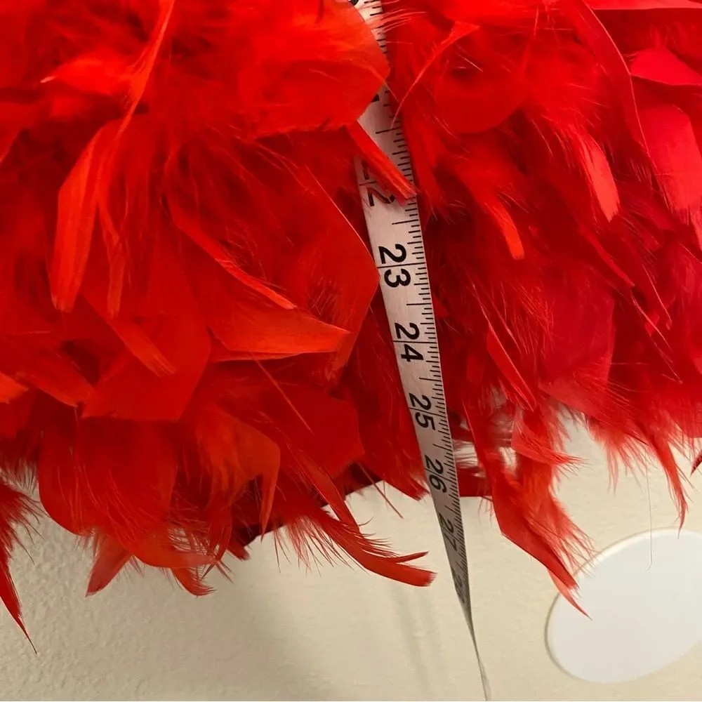 WEISSMAN solo Dance Costume red Crystal feather Leotard stoned velvet 15752 MA
